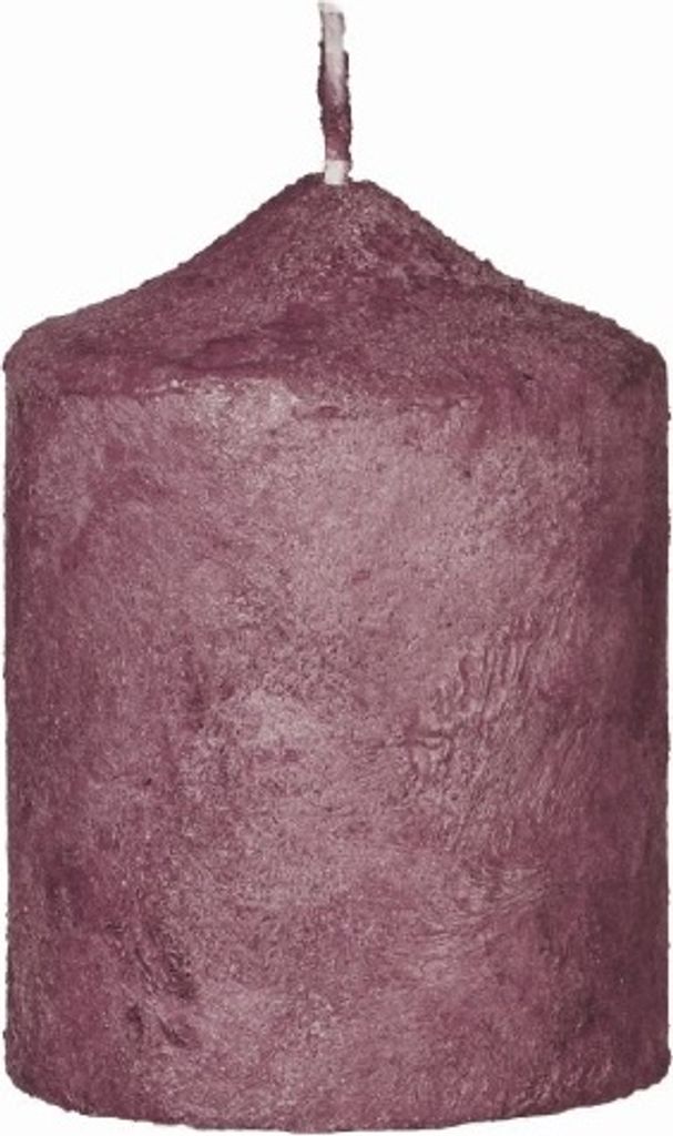 Stumpenkerzen Velour Bordeaux, 8 x 6 cm, 4 Stück, Kerzen mit samtig flauschiger Kerzenoberfläche, Strukturkerzen