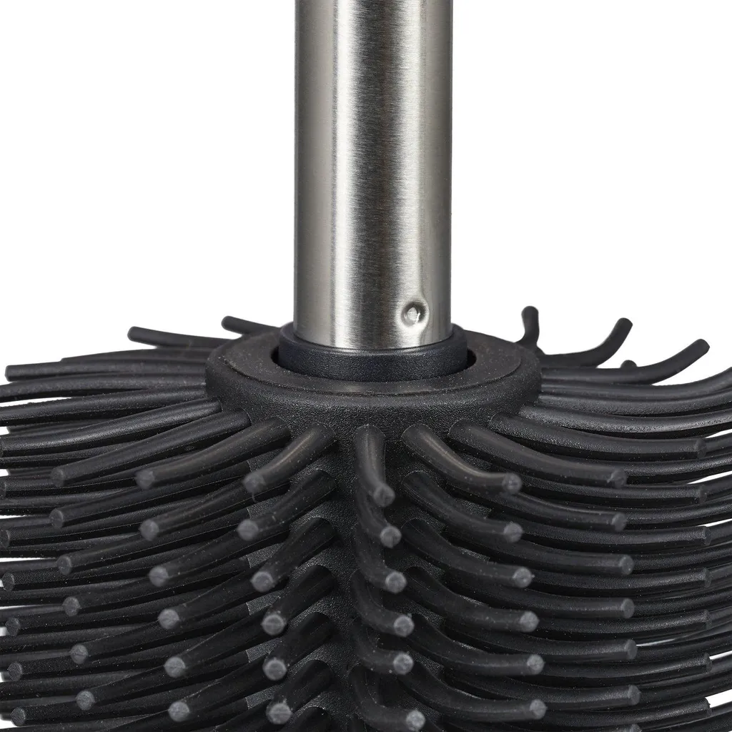 Brosse de toilette en silicone flexible noir avec son support discret - 6