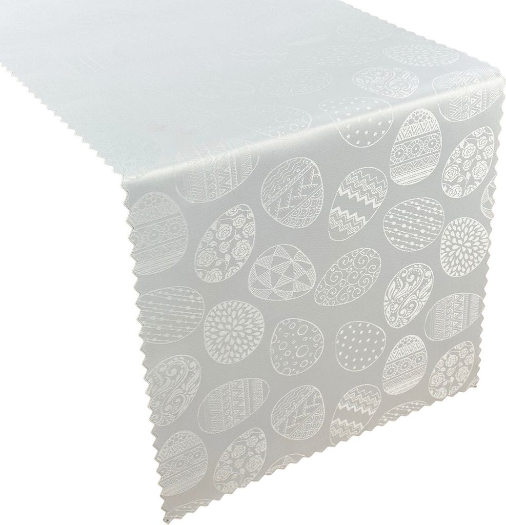 Fleckenresistente Tischtücher Ostern 3355 Osterhase Weiß 40x80 cm