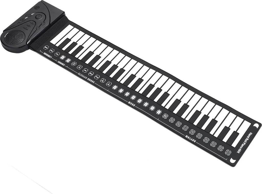 Clavier électronique 49 touches noir pliable avec haut-parleur intégré