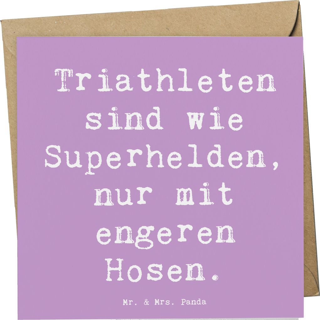 Mr. & Mrs. Panda Grußkarte Spruch Triathlon Superheld - Lavendeltraum - Geschenk, Training, faltkarte, Klappkarte, anlasskarte, Sportler, Sportart...