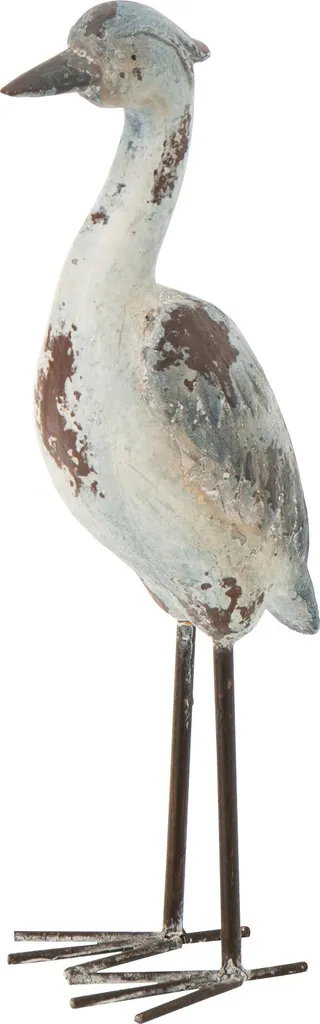 Ornement de jardin durable bleu : l'oiseau antique J-Line résistant au gel