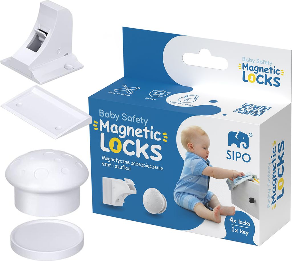 Sipo Magnetické zámky na skrine a zásuvky, sada 4 ks + 1x Obrázok produktu 