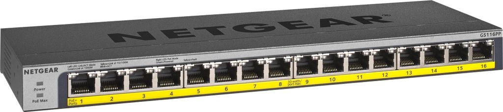Netgear GS116LP - Switch - 16 x 10/100/1000 (PoE+)