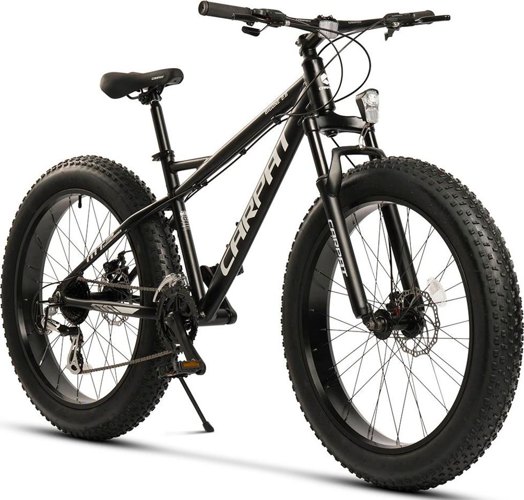 Carpat 26 Zoll x 4.0 Zoll Fettreifen Mountainbike (MTB) für Erwachsene - Offroad & Gelände, Hi-Ten 6061 Aluminium Hardtail, Shimano 2x8 Gangschal...