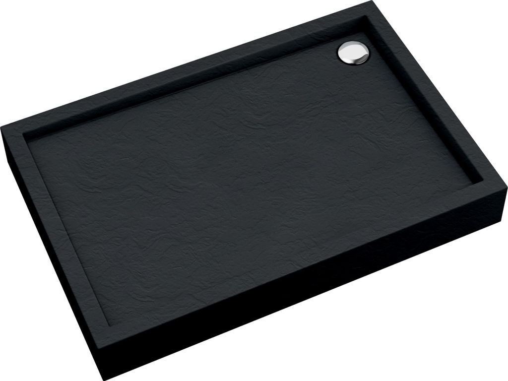 AQUABAD Duschwanne/Duschtasse Elegana mit LeakProtect Technologie Black Stone 90x100cm Rechteck