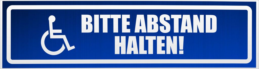 Bitte Abstand halten! Motiv 1 invertiert Magnetschild Schild magnetisch - 20cm Blau - reflektierend - Magnetfolie für Auto PKW Kfz