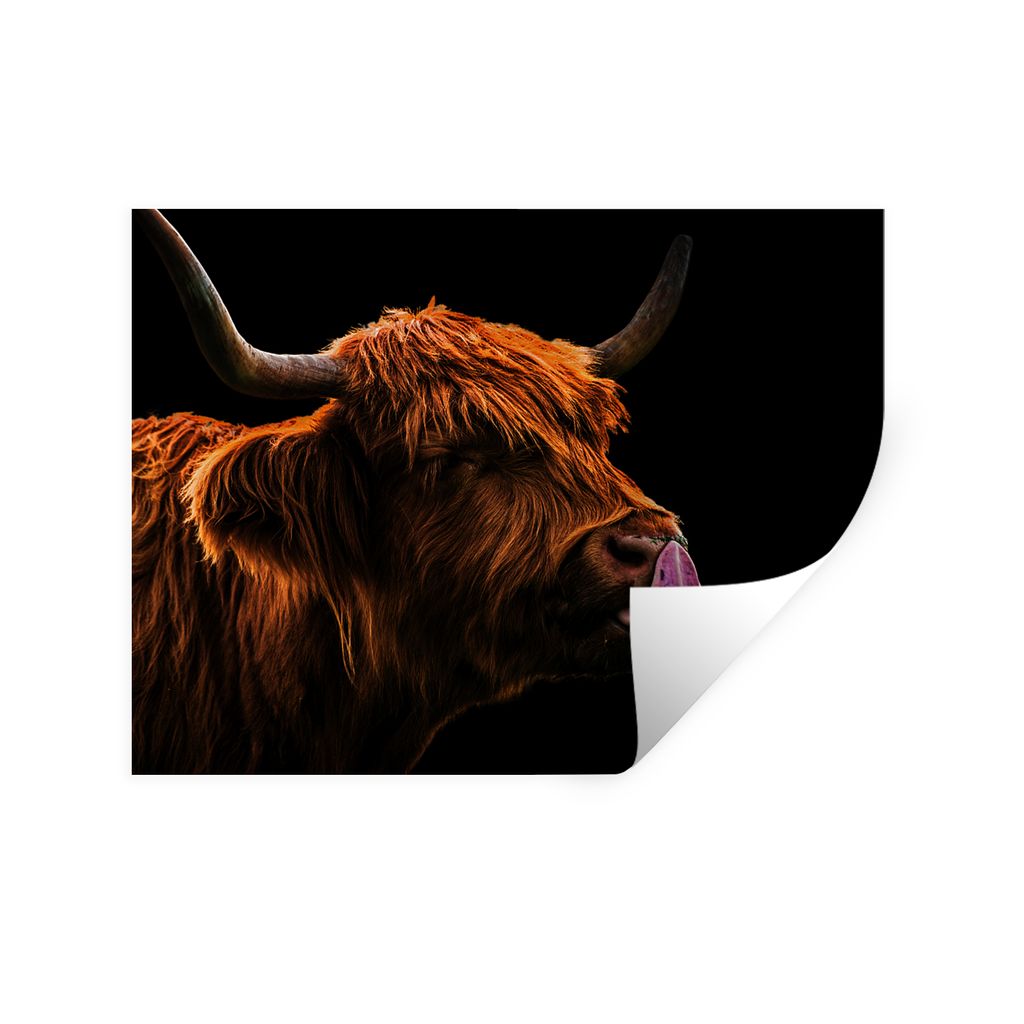 MuchoWow Wandtattoo Wandsticker Wandaufkleber Schottischer Highlander - Zunge - Nase 80x60 cm Selbstklebend und Repositionierbar - Faltenfrei