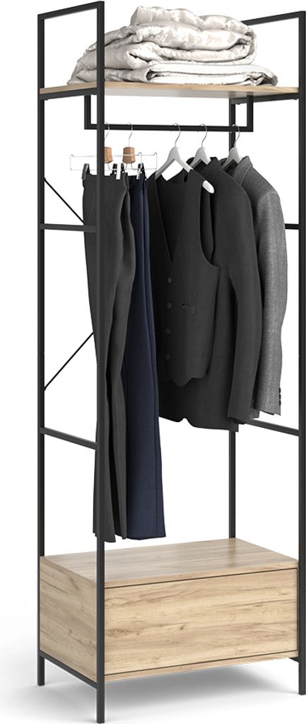 Armadio A Ripiani Enya In Legno – 60x180 Cm, Con Cassetto, Ideale Per Camera, Corridoio O Soggiorno