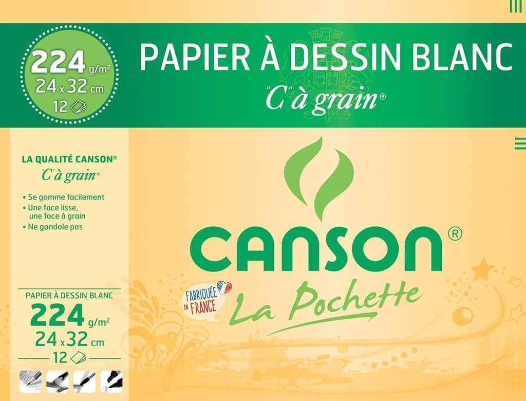 CANSON Zeichenpapier "C" … Grain, 320 x 240 mm, 224 g/qm Image du produit 
