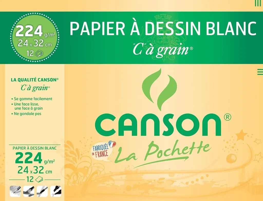 CANSON Zeichenpapier "C" … Grain, 320 x 240 mm, 224 g/qm