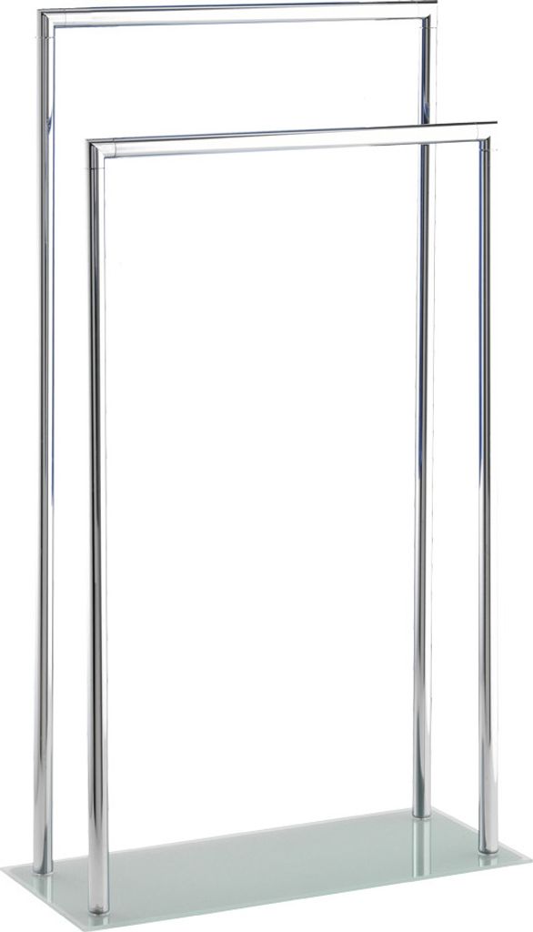 WENKO Stand Handtuch Ständer Halter 2 Stangen Badetuch Kleider STYLE Chrom Optik