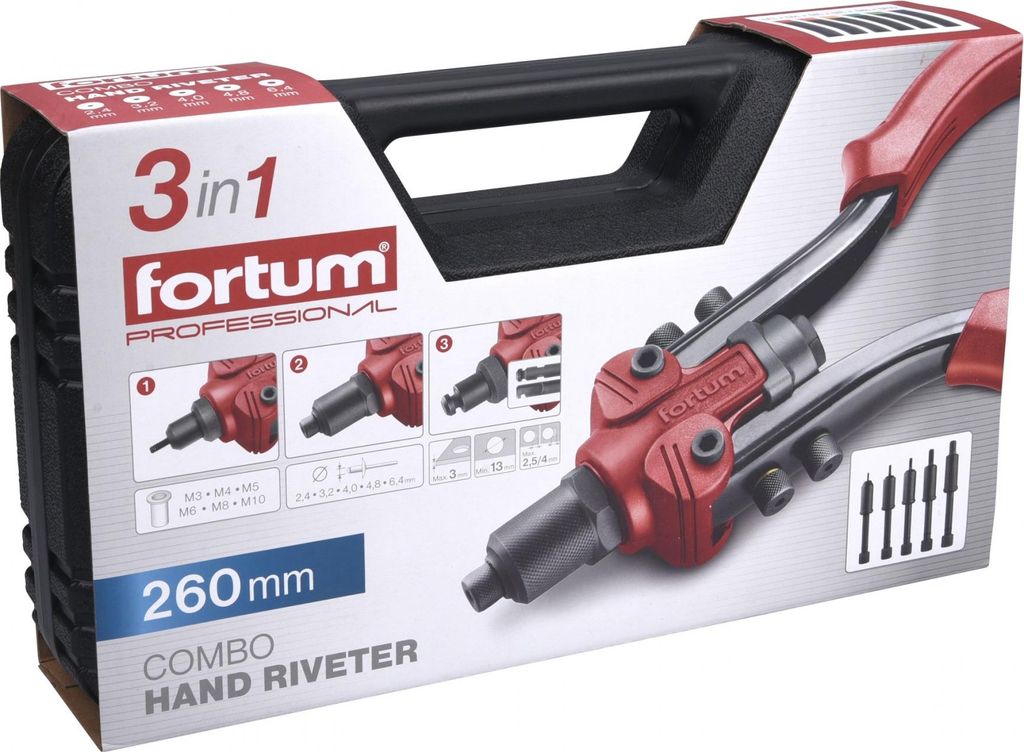 Nitovacie kliešte FORTUM PROFESSIONAL COMBO, pákové, Obrázok produktu 
