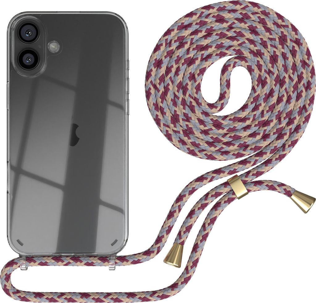 EAZY CASE Handykette mit Hülle für Apple iPhone 16 Plus Backcover Handykette, zum Umhängen in Rot