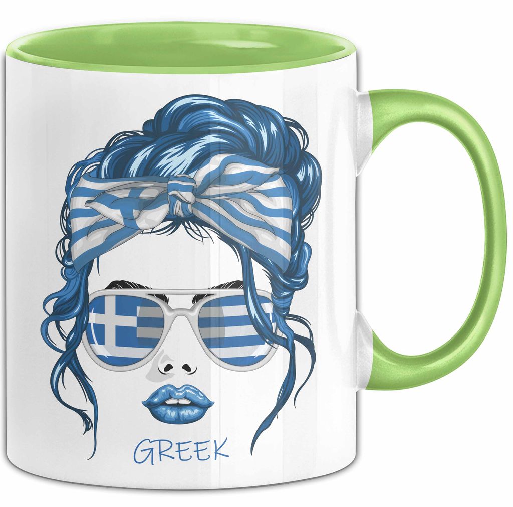 Grieche Tasse Geschenk Greek Woman Frau Becher Kaffee-Becher (Grün)