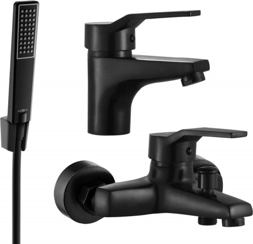 Mexen Caro R72 Badewannenset, Schwarz - 746603R72-70