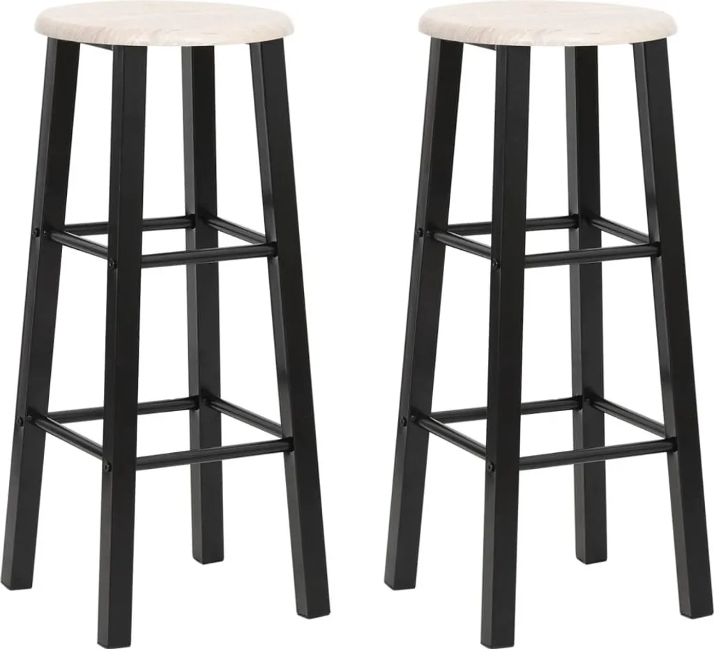 Set 2 Sgabelli Alti MDF Nero | Arredo Bancone The Living Store 70cm