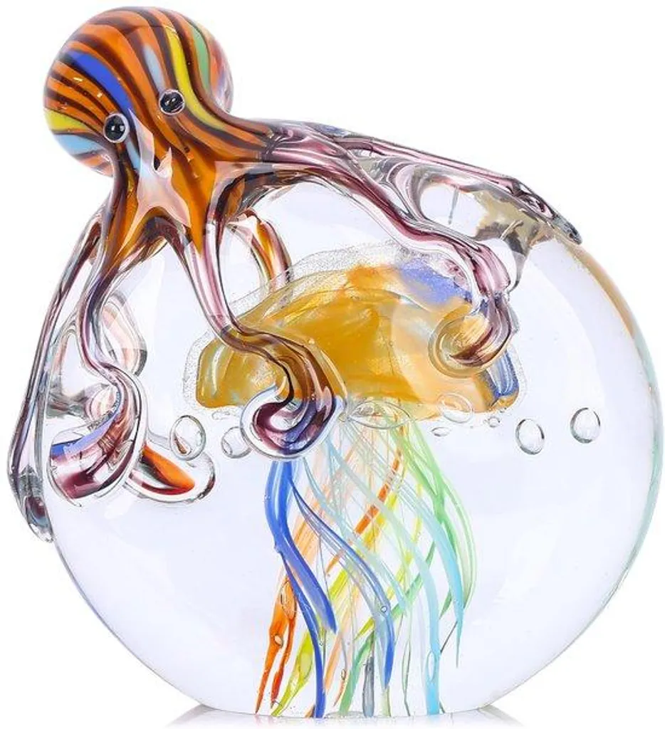 Figurine océanique en verre et céramique fait main, décor d'aquarium