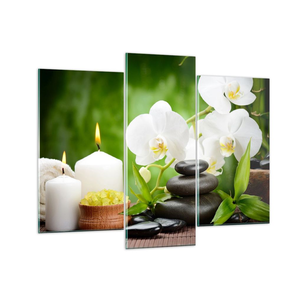 Bilder auf glas - Blume aromatherapie spa - 130x100cm - Glasbilder - Wandbilder - Kunstdruck - zum Aufhängen bereit - Wanddekoration aus Glas - Gl...
