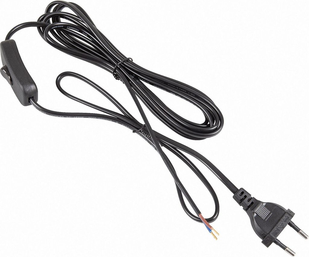 Netzkabel 3 m Eurostecker + Schalter 300 SW C7 schwarz Produktbild 