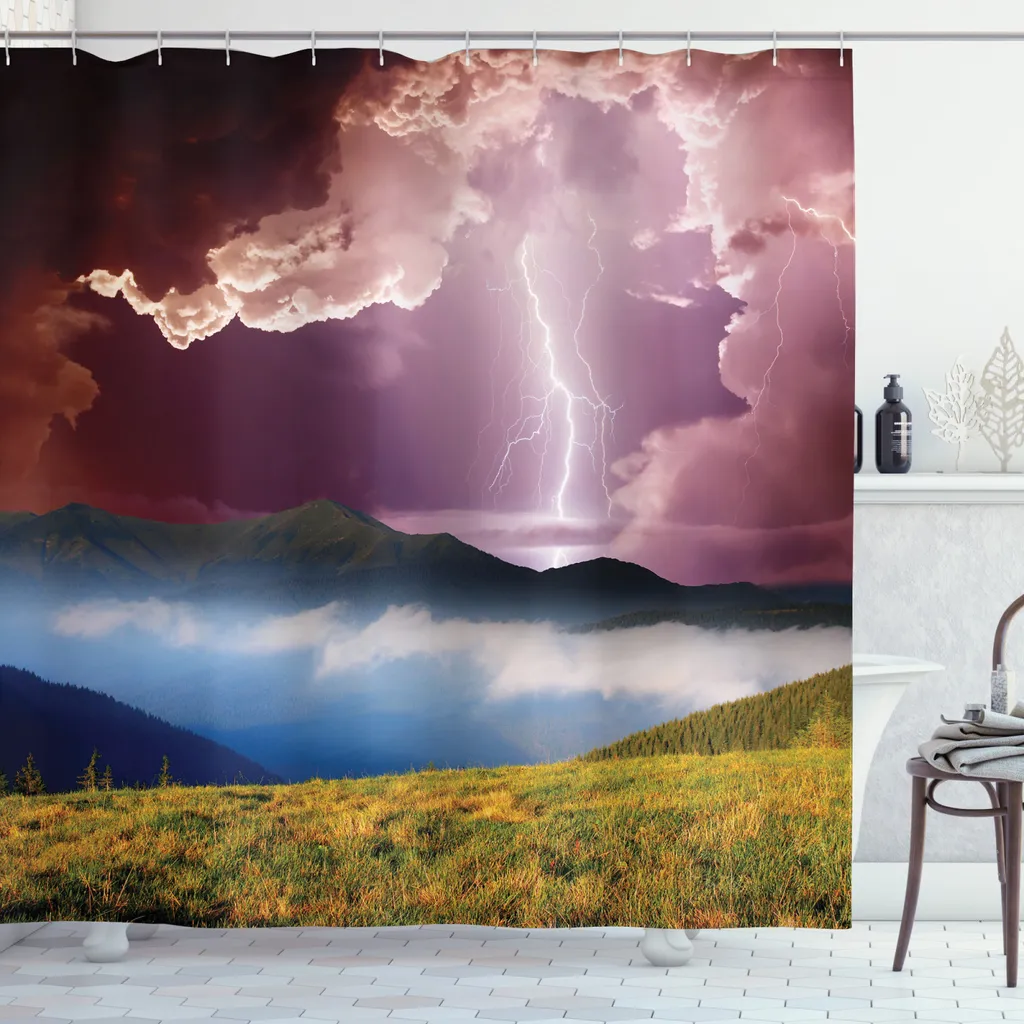 ABAKUHAUS Tenda Doccia Terra Tempesta 175x200 cm - Antimuffa Naturale