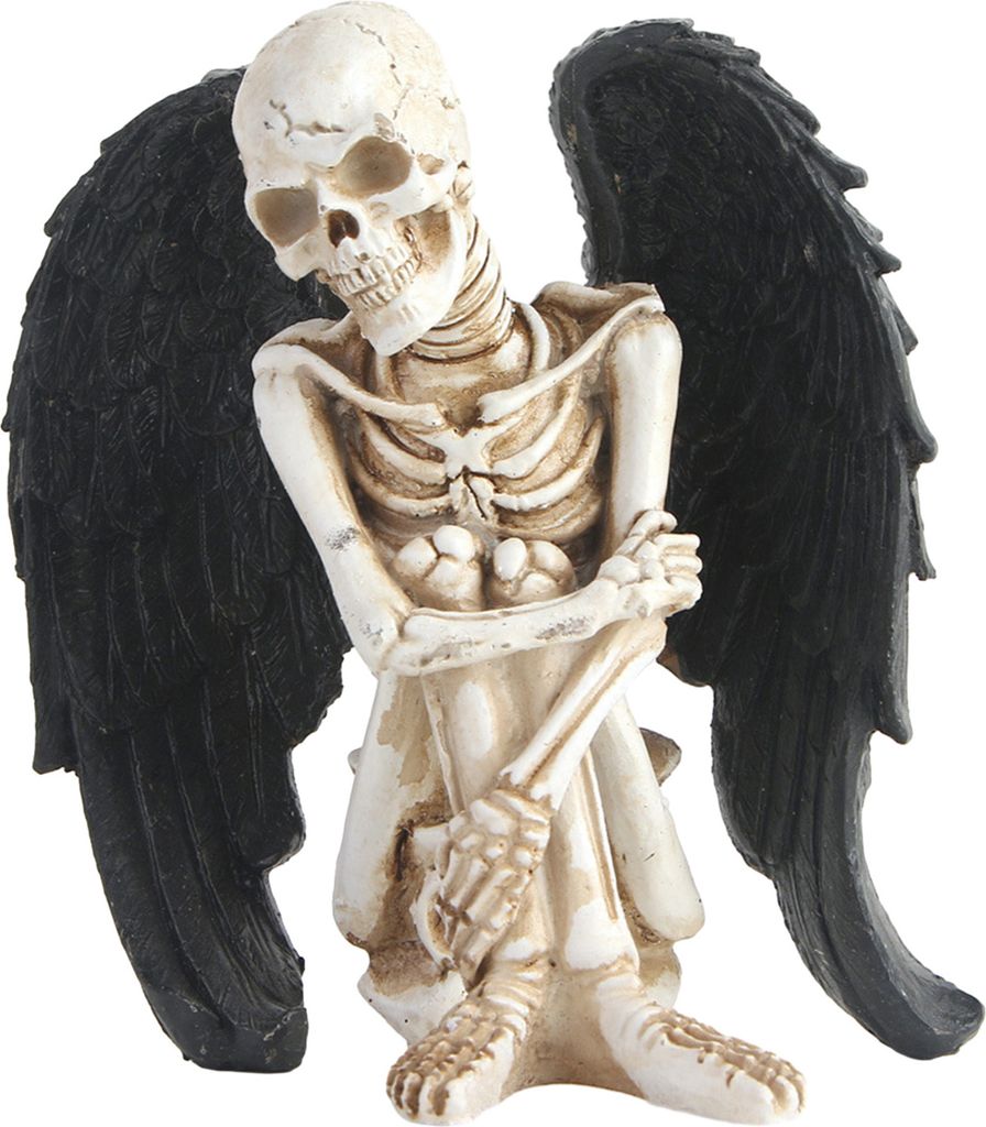 Schädel Ornamente Harzschädelstatue mit Flügel feine Textur Realistische Wohnkultur Halloween Dekoration-Schwarz1