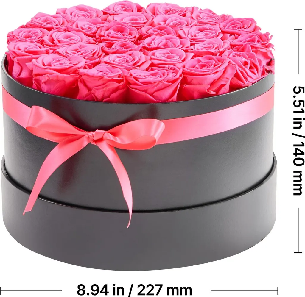VEVOR 27 pz. Rose eterne in scatola rotonda, bouquet conservato, confezione regalo floreale per la moglie, la mamma, la compagna d'amore, per il matrimonio, la festa della mamma, San Valentino, Natale, Rosa rossa - 8