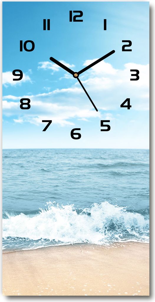 Wanduhr aus Glas – 30x60 cm - Glasbild - Glasuhr - Gehärtetes Glas -Strand und Meer
