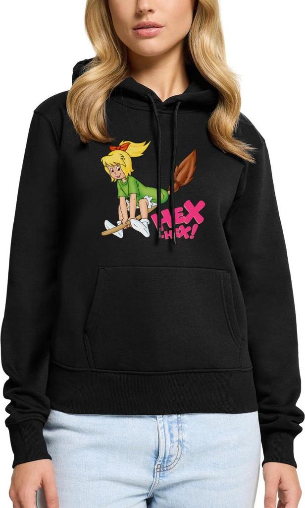 Spreadshirt Bibi Blocksberg Fliegt Davon Damen Premium Hoodie, XL, Schwarz