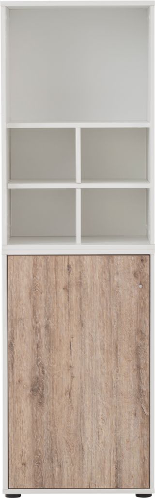 Möbelpartner Pigeon Set | Aktenregal, Aktenschrank & Regalkreuz | Breite 51cm | Weiß/Eiche