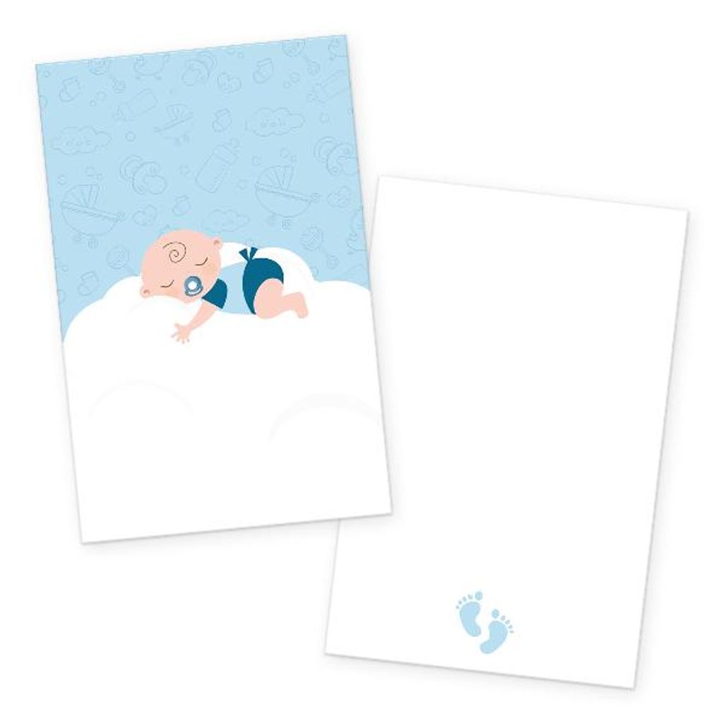 itenga 24x Kärtchen "Baby auf Wolke" hellblau pastell in Produktbild 