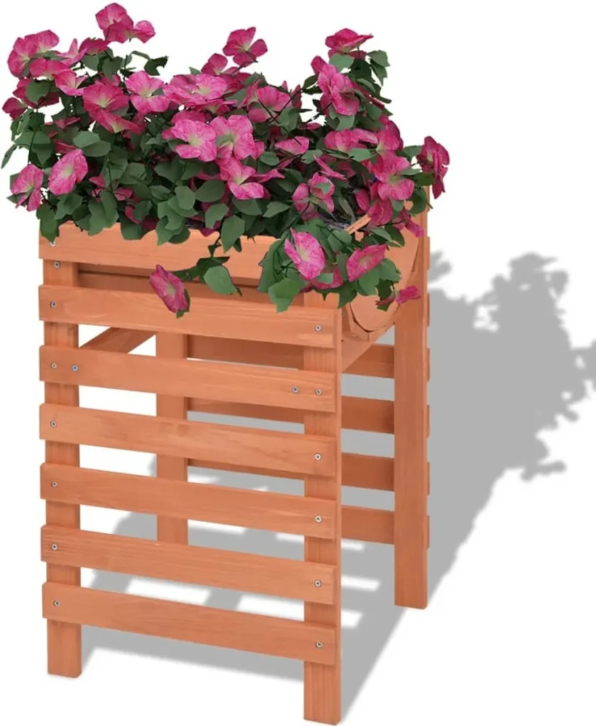 Jardinière en bois rectangulaire 38x36x60 cm pour terrasse et balcon