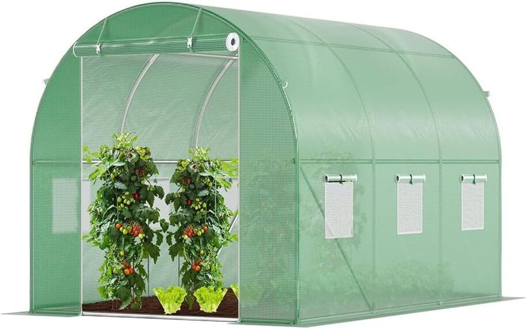 VOUNOT Gewächshaus Foliengewächshaus Winterfest Tomatenhaus Folientunnel, 3x2x2m 6m²