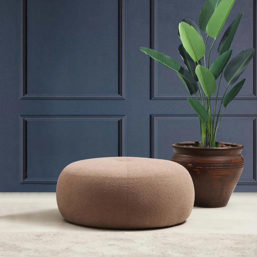 Pouf de salon Tina cappuccino idéal comme repose-pieds 55x35x55 cm