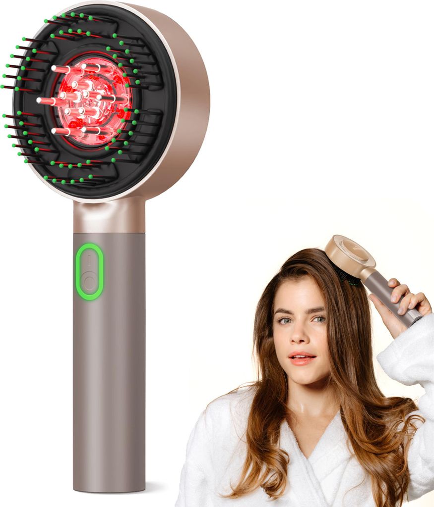 Massagegerät MIO KM-068 Beige 3D-Kopfmassage mit Rotlicht + Ölanwendung