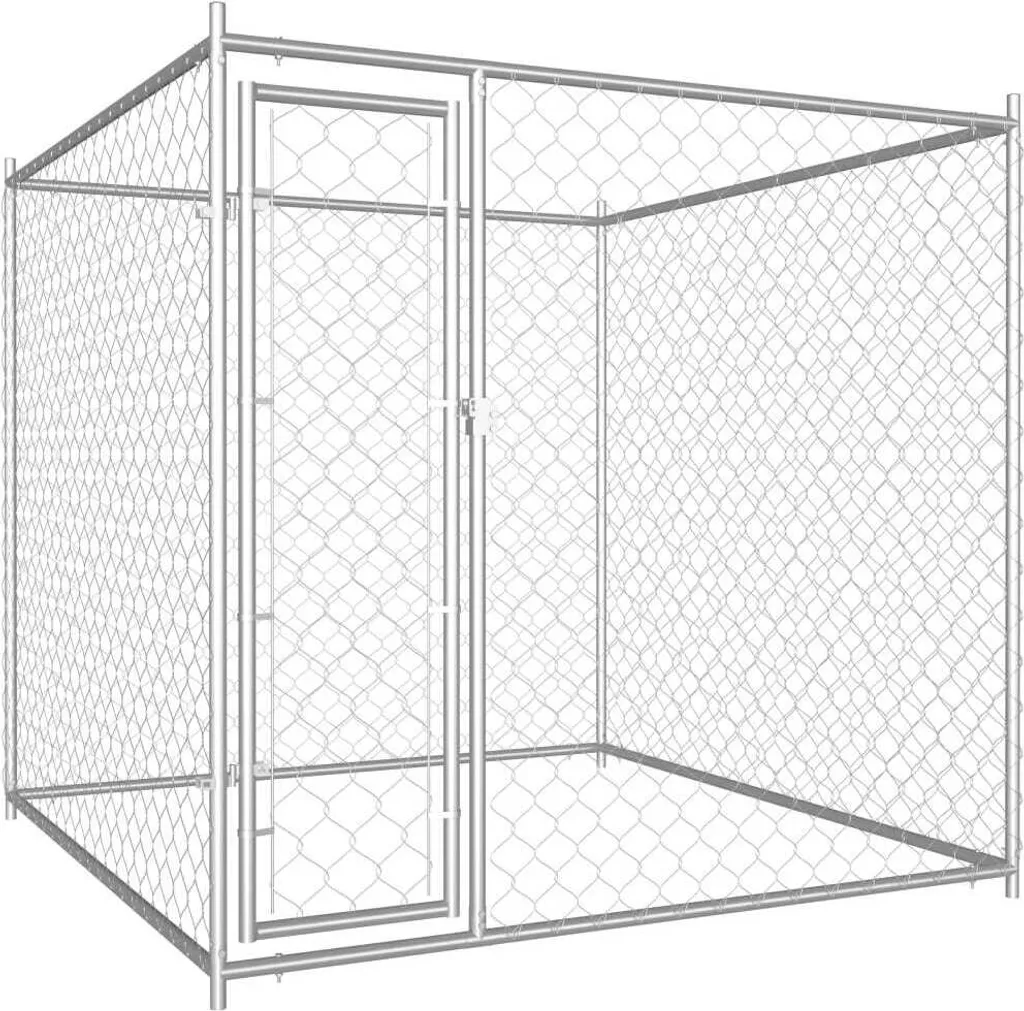 Grand chenil galvanisé 193x193x185 cm - Enclos extérieur sécurisé avec porte