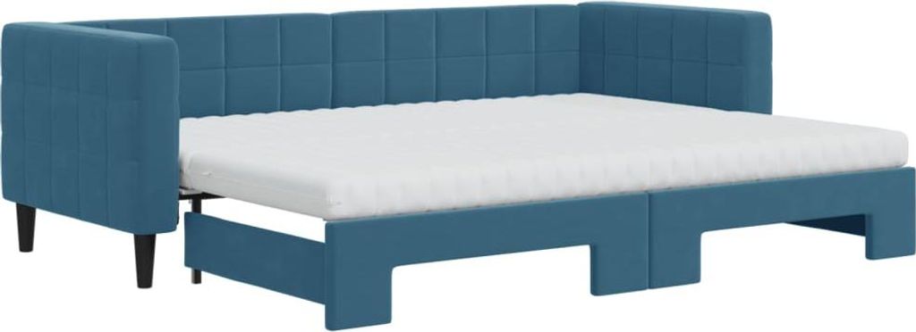 vidaXL Tagesbett Ausziehbar mit Matratzen Blau 80x200 cm Samt