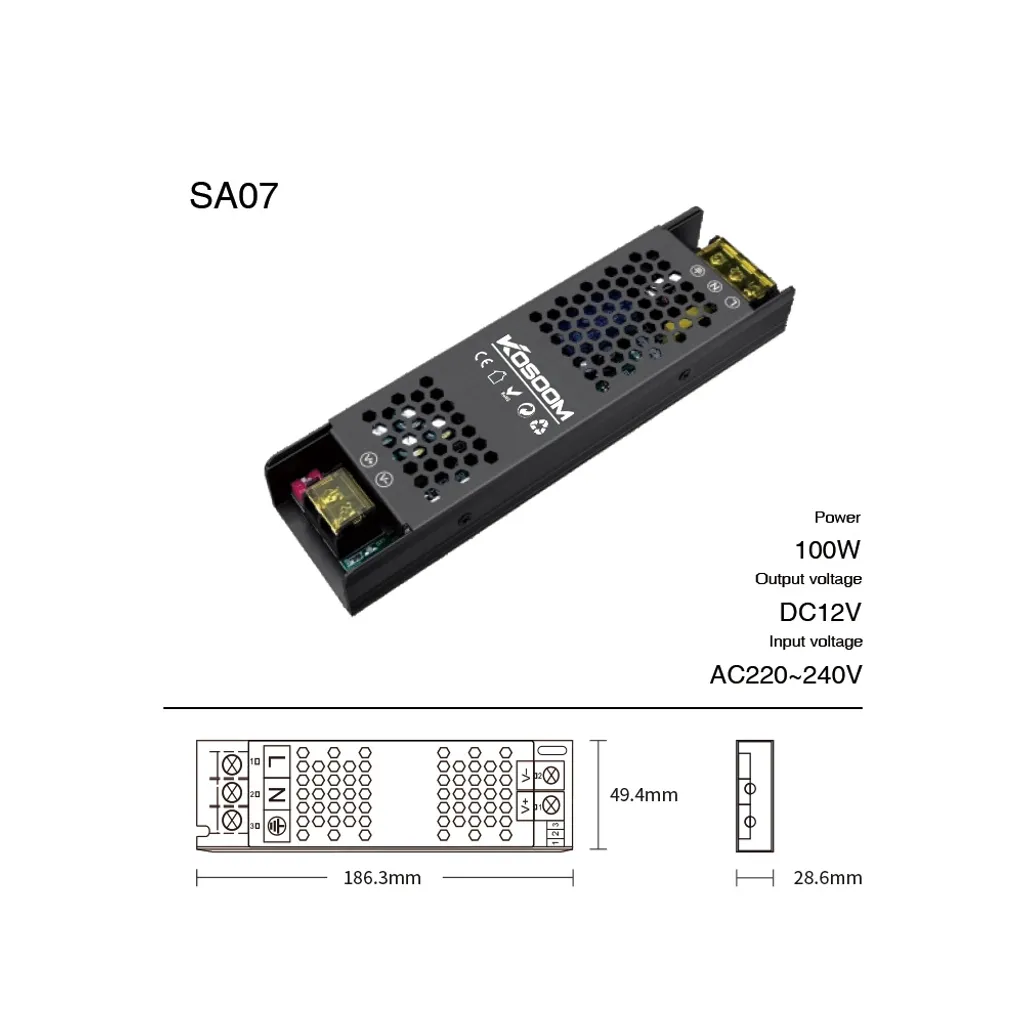 Alimentatore 12V 100W Dimmerabile TRIAC - Driver LED Slim Professionale - 2