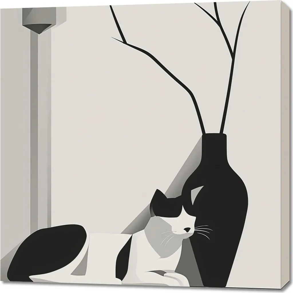 Quadro 90x90cm Gatto nei toni del grigio