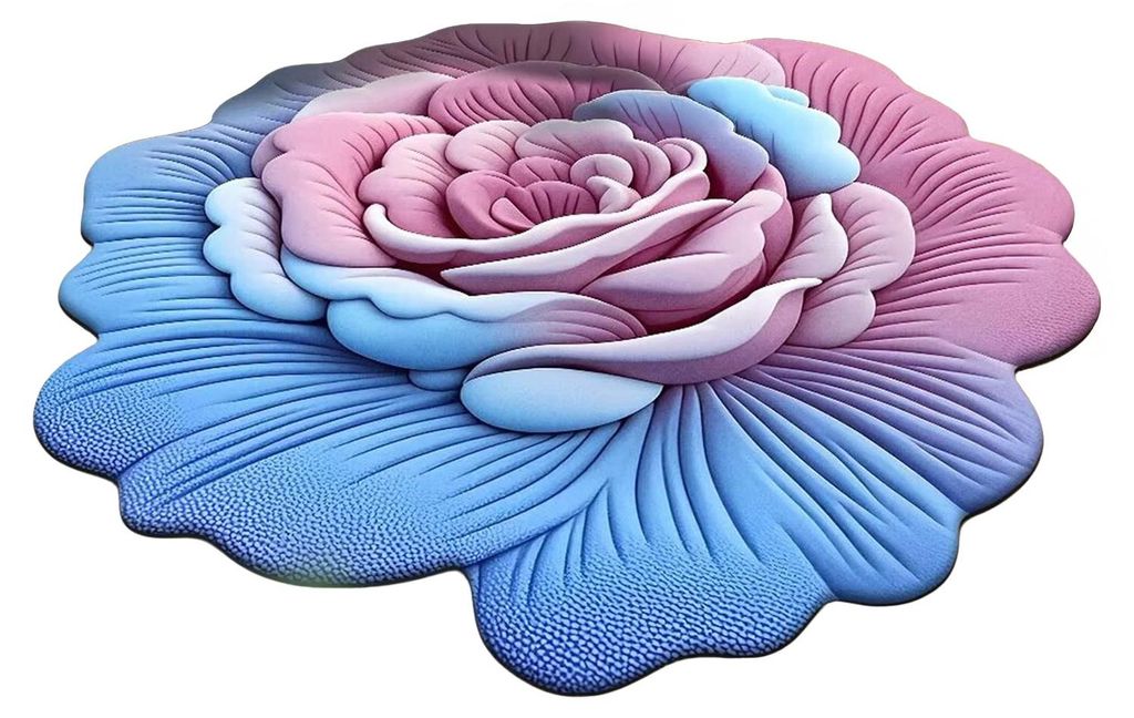 Florale Plüsch-Fußmatte mit realistischem 3D-Blumenmuster, rutschfest, saugfähig, schnelltrocknend, ideal für Schlafzimmer, Eingangsbereich und...