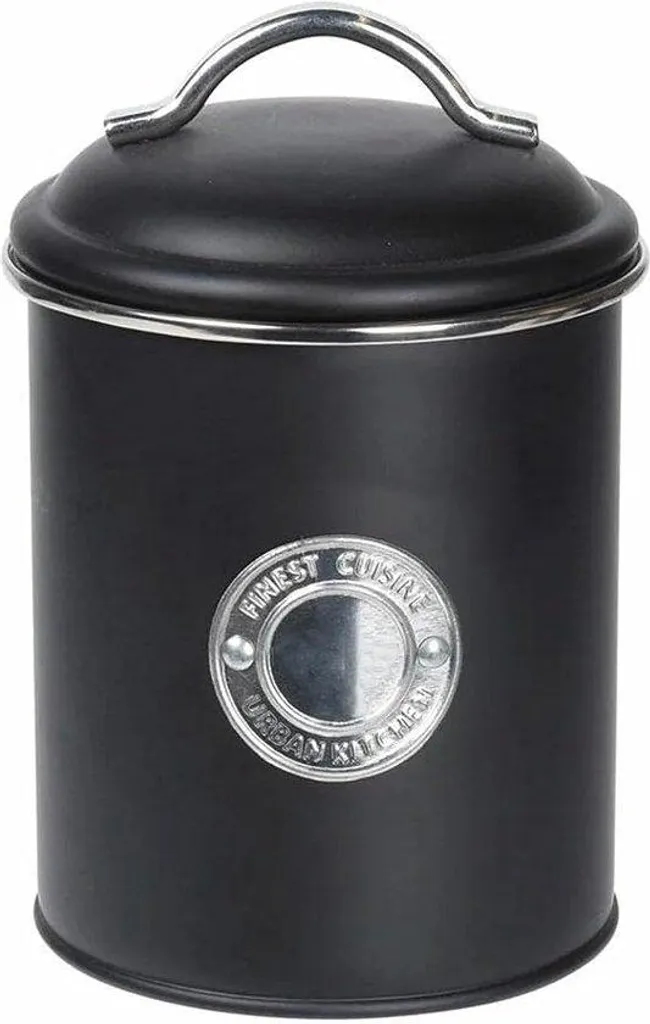 Rangement de cuisine en métal noir 1,5 L pour café, sucre ou céréales