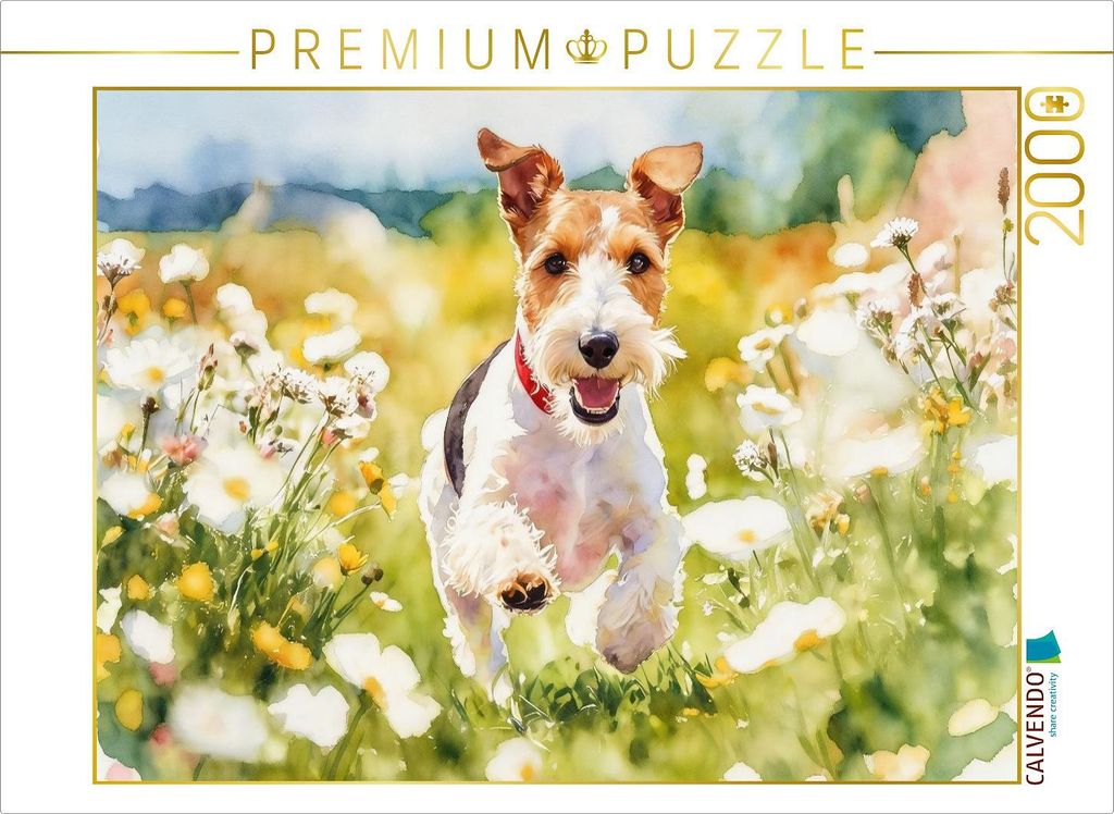 CALVENDO Puzzle Drahthaar-Foxterrier charmanter Begleiter mit Witz | 2000 Teile Lege-Größe 90x67cm Foto-Puzzle für glückliche Stunden