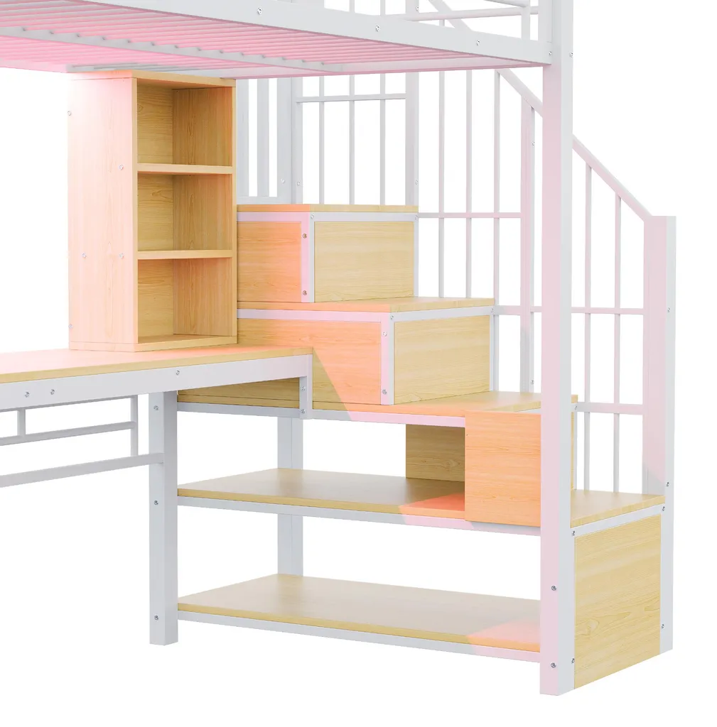 Lit combiné métal blanc 90x200 avec prise secteur et éclairage LED - 11