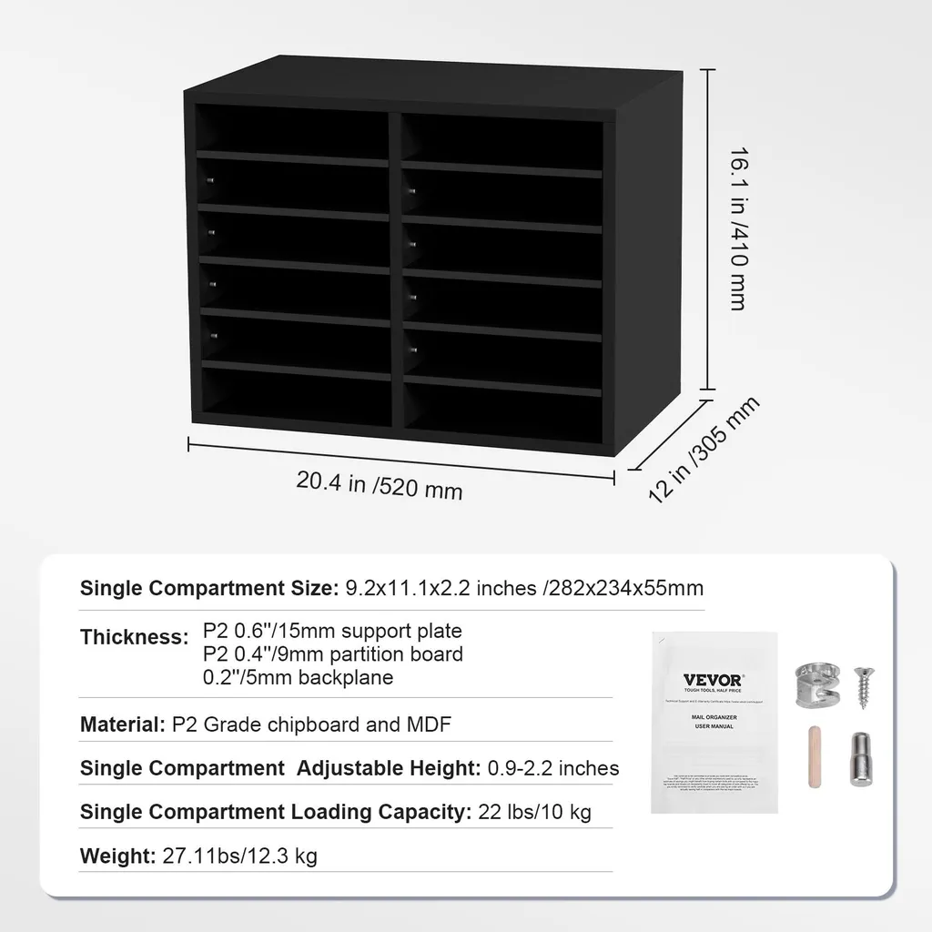 Solution anti-désordre : Classeur 12 compartiments VEVOR pour courrier - 9