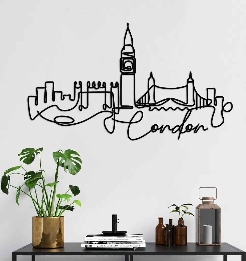 Décoration Murale Métal Wallity London DYU1143 Noir 120 x 53 x 1,5 cm