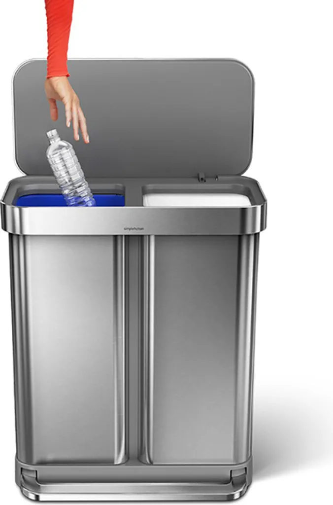 Poubelle à Pédale Simplehuman avec Double Compartiment Silent Close - 18