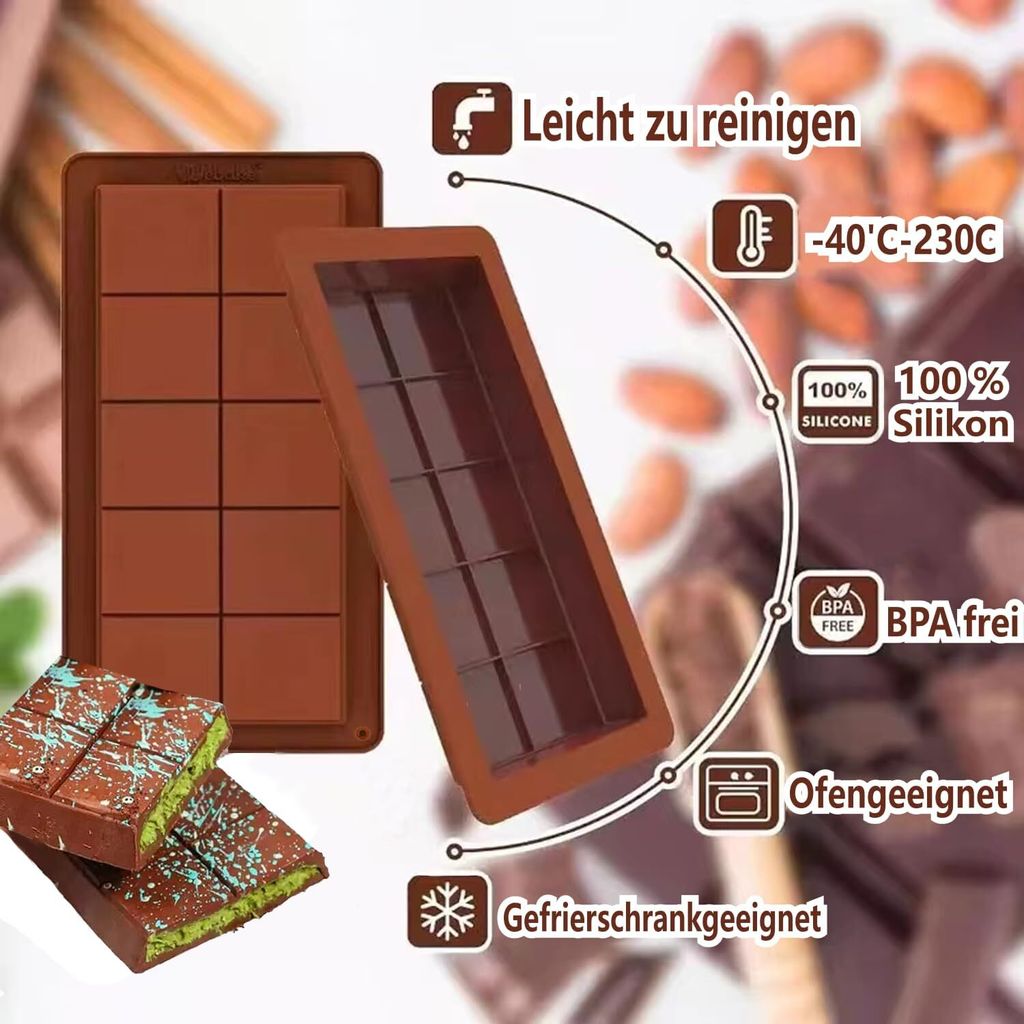 Silikon Tief Schokoladentafel Form 2 Stück Silikonform, Produktbild 2