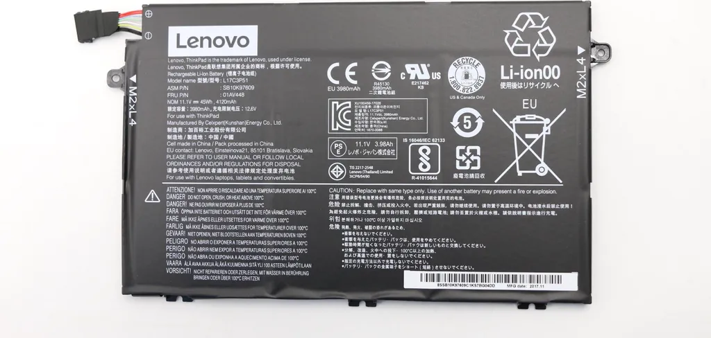 Batterie Lenovo 45Wh idéale pour le travail nomade et les voyages