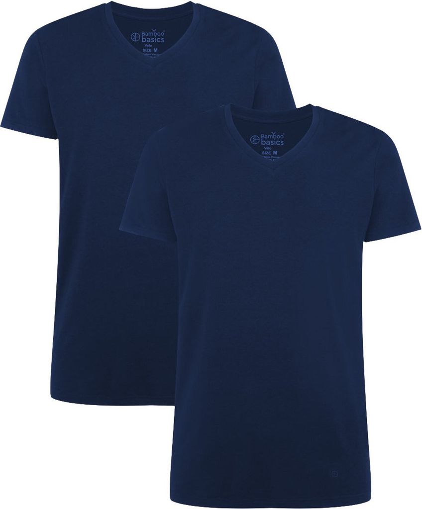 Bamboo Basics T-Shirt V-Neck Velo - Navy - 2-Pack, Farbe:Navy, Größe:L