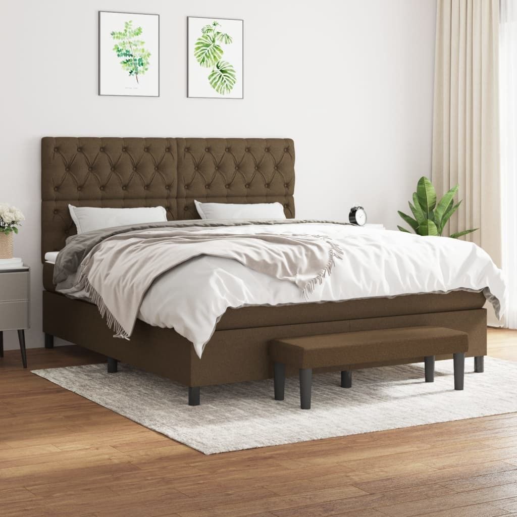 Maison Exclusive - Boxspringbett mit Matratze Dunkelbraun 160x200 cm Stoff